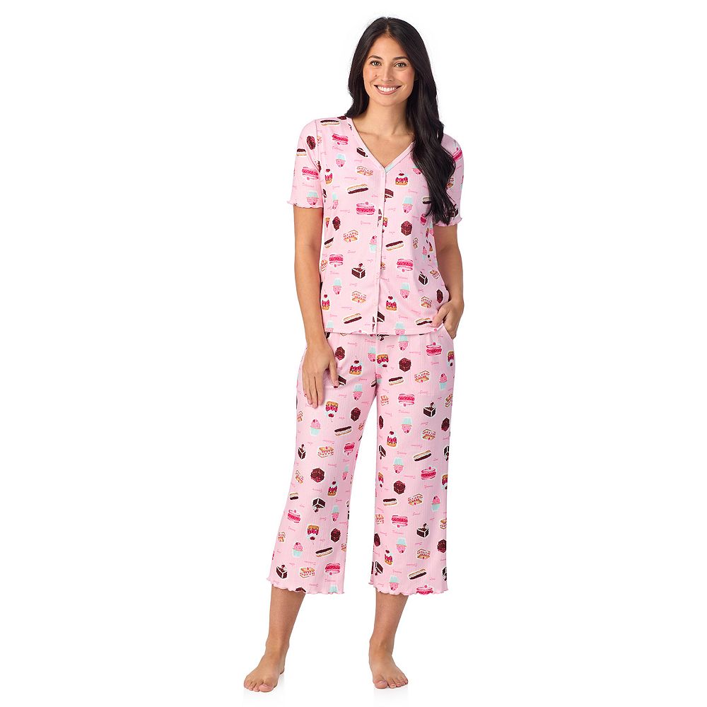 Anna-Kaci Lounge Women's 2-Piece Set Leopard Print Button Front Pajama Top with Lace Trim Sleeves and Matching Relaxed Fit Pants main image 1