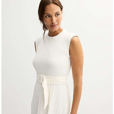 Women's Nine West Belted Rib Midi Dress