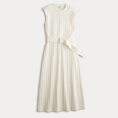 women's nine west rib crewneck sleeveless midi dress New Women's Nine West Rib Crewneck Sleeveless Midi Dress Bronze Brown Sz  Small