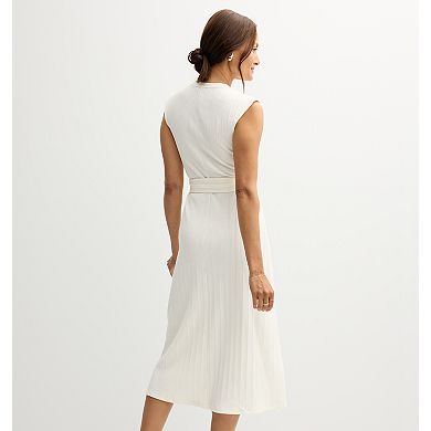 Women's Nine West Belted Rib Midi Dress