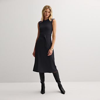 Women's Nine West Belted Rib Midi Dress