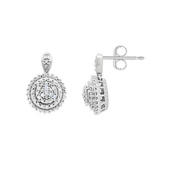 Celebration Gems Sterling Silver 1/10 Carat T.W. Diamond Drop Earrings