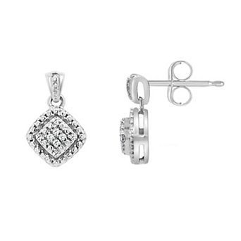 Celebration Gems Sterling Silver 1/10 Carat T.W. Diamond Drop Earrings