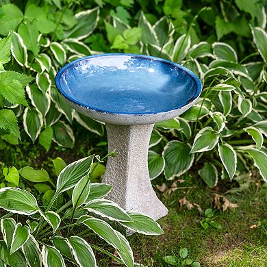 Sunnydaze Nantes Lava Finish Bird Bath - White Distressed Ceramic