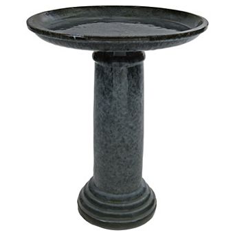Sunnydaze Toulon Black Mist Ceramic Bird Bath - 24.5" H