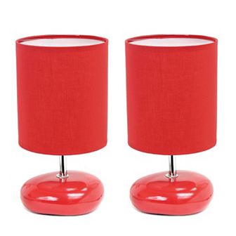 Creekwood Home 2-Pack Mini Round Rock Table Lamp Set