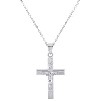 Celebration Gems 14k White Gold Crucifix Cross Pendant Necklace