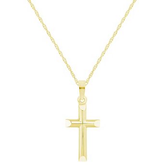 Celebration Gems 14k Gold Textured Cross Pendant Necklace