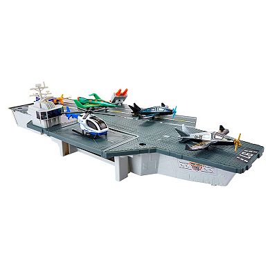 Mattel Matchbox Aircraft Carrier Model & Play Set with 10 Die-Cast Sky Buster Toy Airplanes & 1 Die-Cast Toy Car