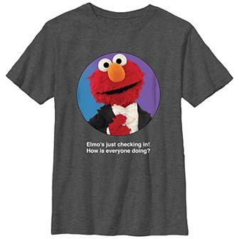 Boys Sesame Street Elmo's Just Checking In! Stamp Graphic Tee