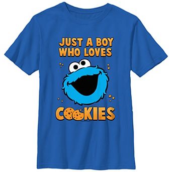 Boys Sesame Street Just A Boy Who Loves Cookies Graphic Tee