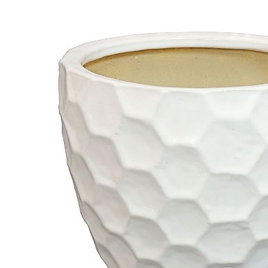 Sunnydaze 13.5" Honeycomb Pattern Ceramic Planter - White - Set Of 2