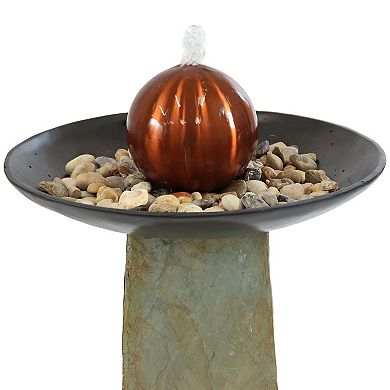 Sunnydaze Decorative Orb Slate Outdoor Water Fountain - 38"