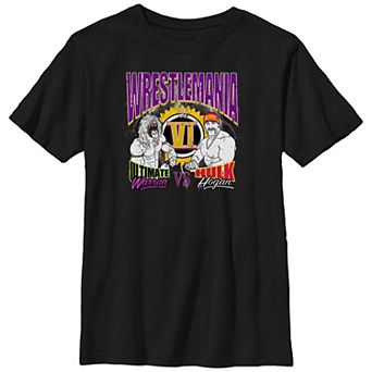 Boys WWE Wrestlemania VI Ultimate Warrior VS Hulk Hogan Graphic Tee