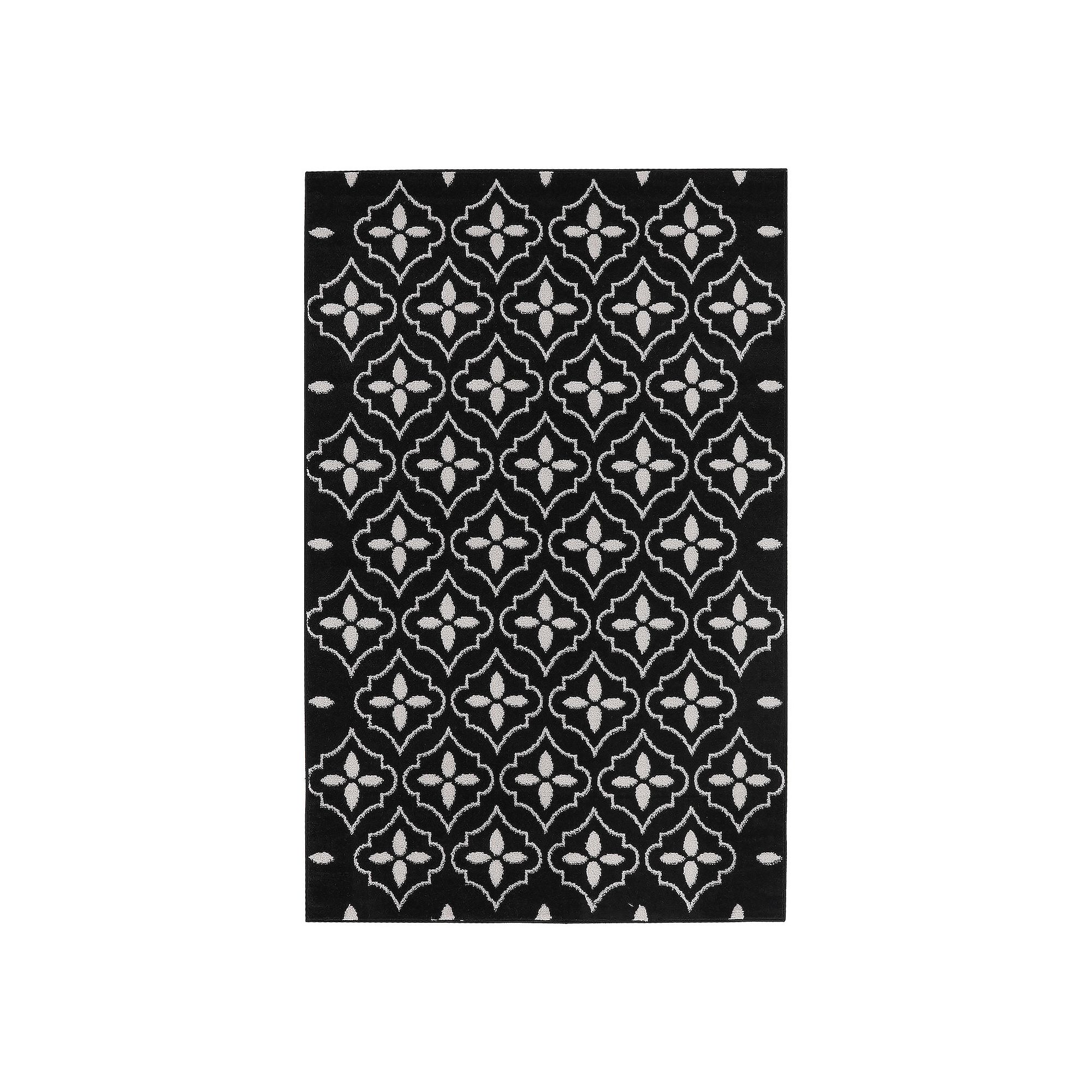 Nourison Essentials Moroccan Indoor Outdoor Rug, Black Ivory
