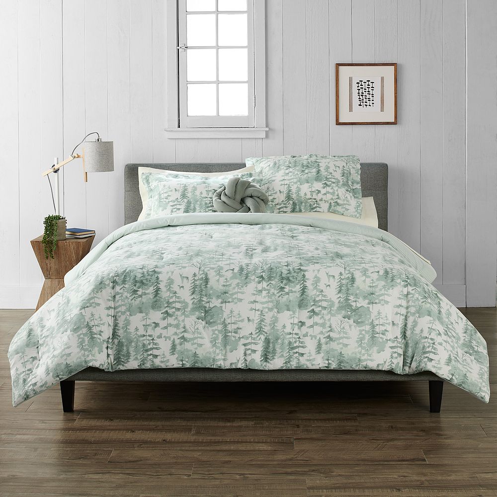 Cuddl Duds® Sage Painted Forest Flannel Comforter Set