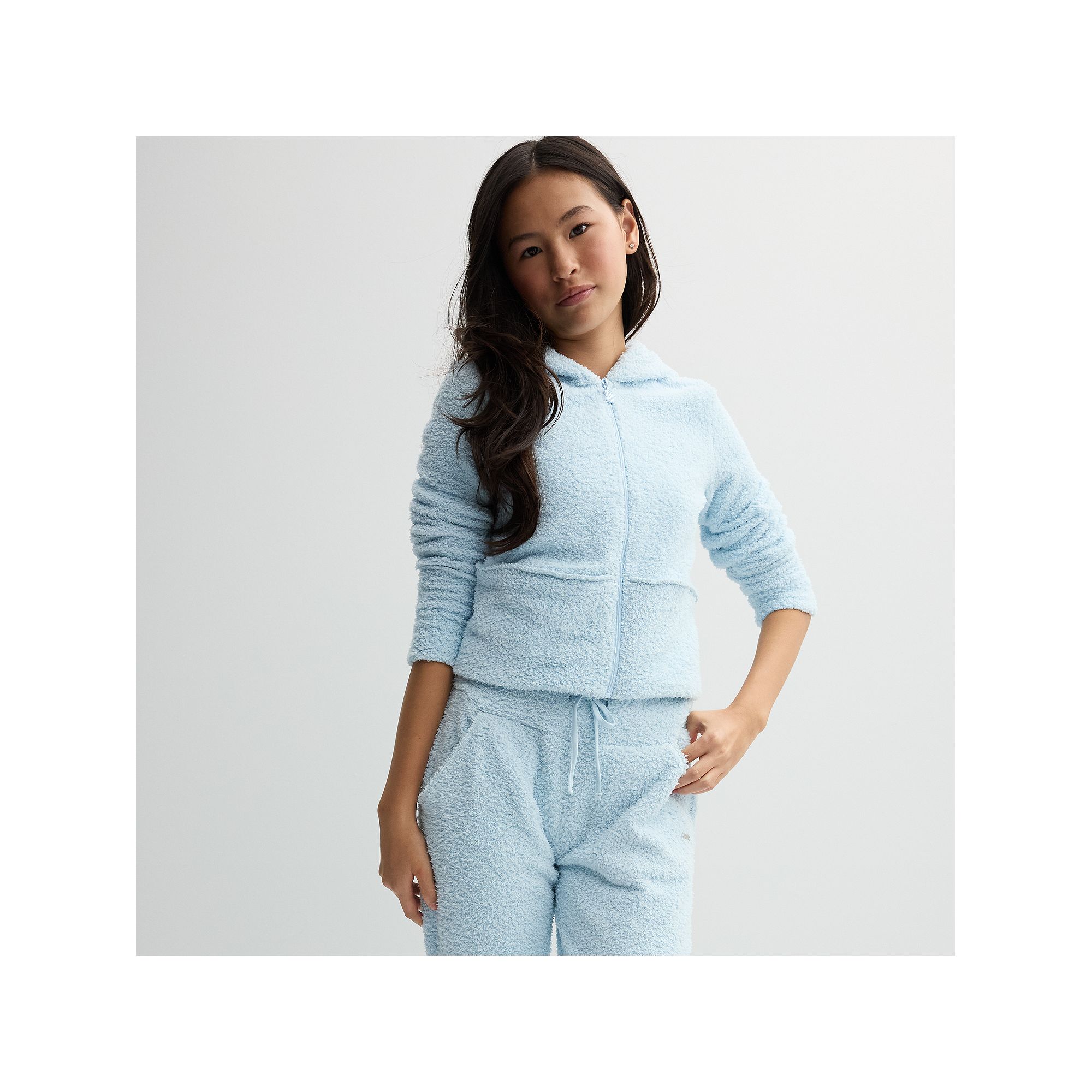 Girls 7-16 Limited Too Cozy Full Zip Hoodie, Girls, Size: Small, Light Blu