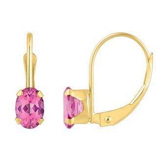 Celebration Gems 10k Gold Oval Pink Topaz Leverback Earrings