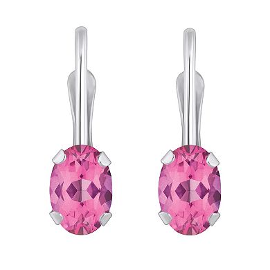 Celebration Gems 10k Gold Oval Pink Topaz Leverback Earrings