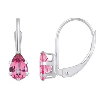 Celebration Gems 10k Gold Pear Shape Pink Topaz Leverback Earrings