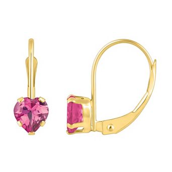 Celebration Gems 10k Gold Heart Shape Pink Topaz Leverback Earrings