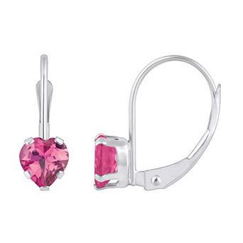 Celebration Gems 10k Gold Heart Shape Pink Topaz Leverback Earrings