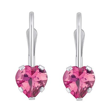 Celebration Gems 10k Gold Heart Shape Pink Topaz Leverback Earrings