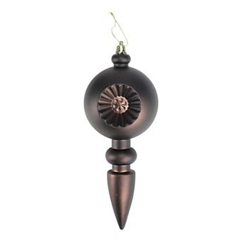 Matte Brown Retro Reflector Shatterproof Christmas Finial Ornaments 4 pc Set