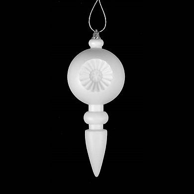 White Retro Reflector Shatterproof Matte Christmas Finial Ornaments 4-piece Set