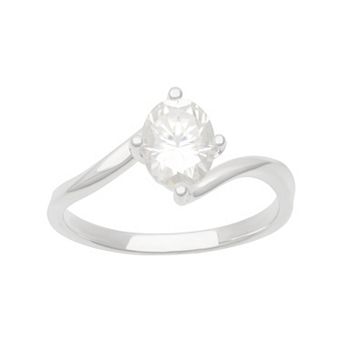 Women's Love Always Sterling Silver 1 3/8 Carat T.G.W. Oval-Cut Moissanite Twist-Shank Engagement Ring