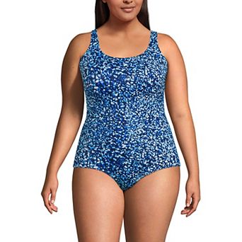 Plus Size Lands' End Mastectomy Chlorine Resistant Tugless One-Piece Swimsuit