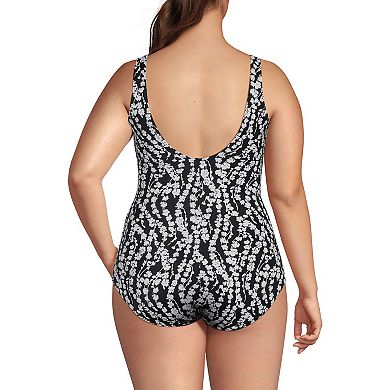 Plus Size Lands' End Mastectomy Chlorine Resistant Tugless One-Piece Swimsuit