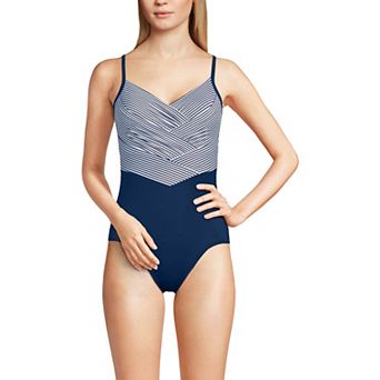 Women's Lands' End Long Torso Slender Suit X-back One-Piece Swimsuit