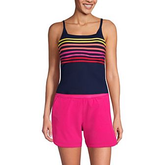 Women's Lands' End D-Cup Chlorine Resistant Squareneck Tankini Swimsuit Top