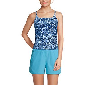 Women's Lands' End D-Cup Chlorine Resistant Squareneck Tankini Swimsuit Top