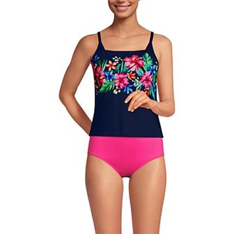 Women's Lands' End Long Torso Chlorine Resistant Tankini Swimsuit Top