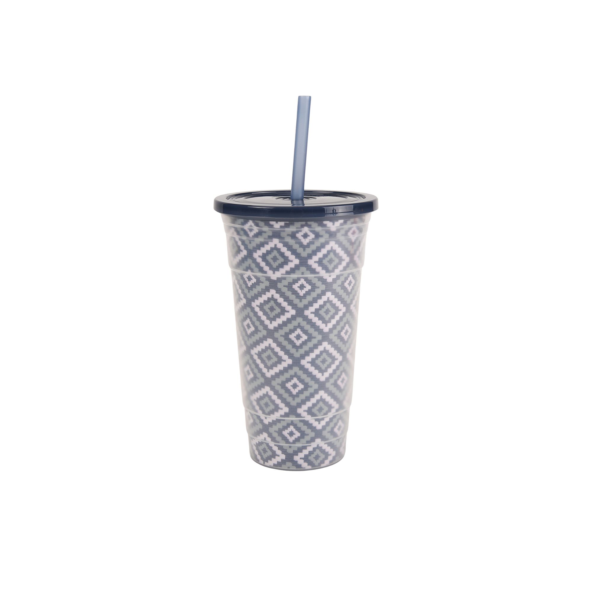 The Big One® Cup with Straw and Lid, China Blue Pattern