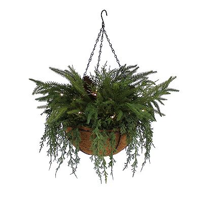 St. Nicholas Square LED Artificial Greenery Hanging Basket