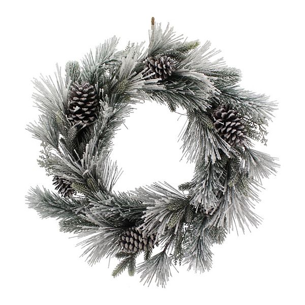 St. Nicholas Square® Snow Flocked Artificial Pine & Pinecone Wreath - Multi