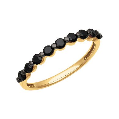 Love Always 18k Gold Over Silver 1/2 Carat T.W. Black Diamond Semi-Eternity Band