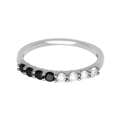 Women's Love Always Sterling Silver 1/2 Carat T.W. Black & White Diamond Semi-Eternity Band