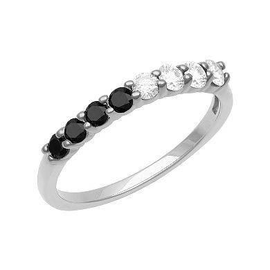 Women's Love Always Sterling Silver 1/2 Carat T.W. Black & White Diamond Semi-Eternity Band