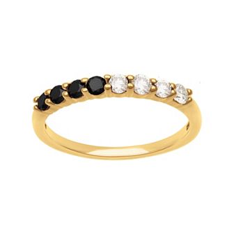 Women's Love Always Sterling Silver 1/2 Carat T.W. Black & White Diamond Semi-Eternity Band