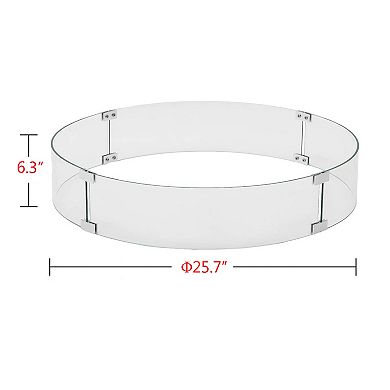 Oakland Living Round 25.7-in Tempered Glass Fire Table Windshield Flame Blocker