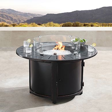 Oakland Living Round 25.7-in Tempered Glass Fire Table Windshield Flame Blocker