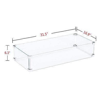 Oakland Living Rectangle Tempered Glass Fire Table Windshield Flame Blocker