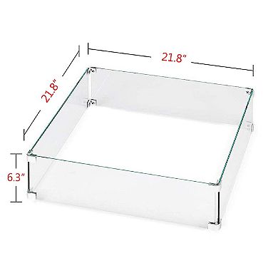 Oakland Living Square Tempered Glass Fire Table Windshield Flame Blocker