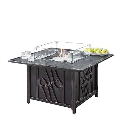 Oakland Living Square Tempered Glass Fire Table Windshield Flame Blocker