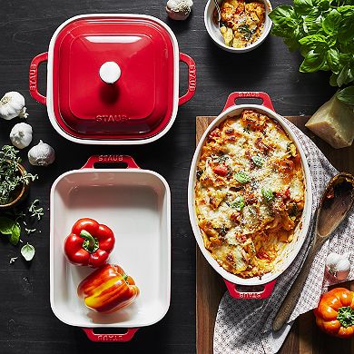 Staub Ceramics 4-pc Baking Pans Set, Casserole Dish With Lid, Brownie Pan