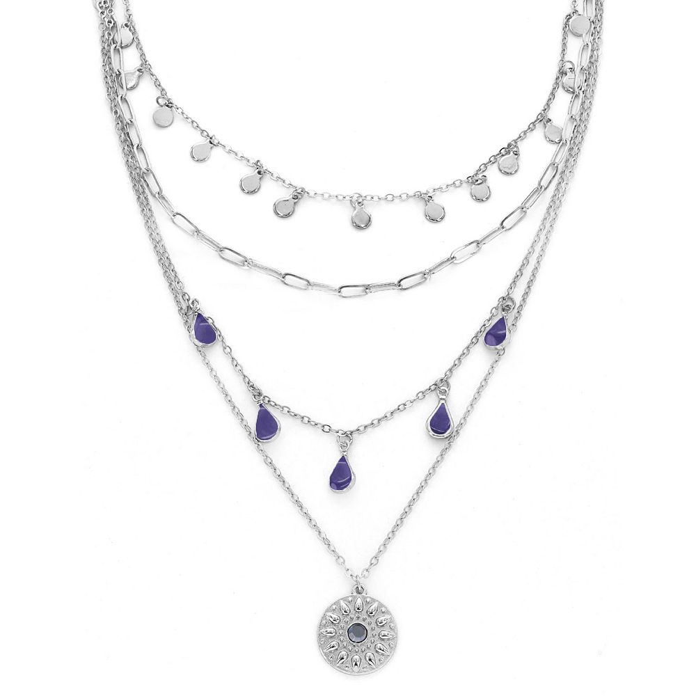 PANNEE BY PANACEA Coin Crystal Multi-Strand Pendant Necklace
